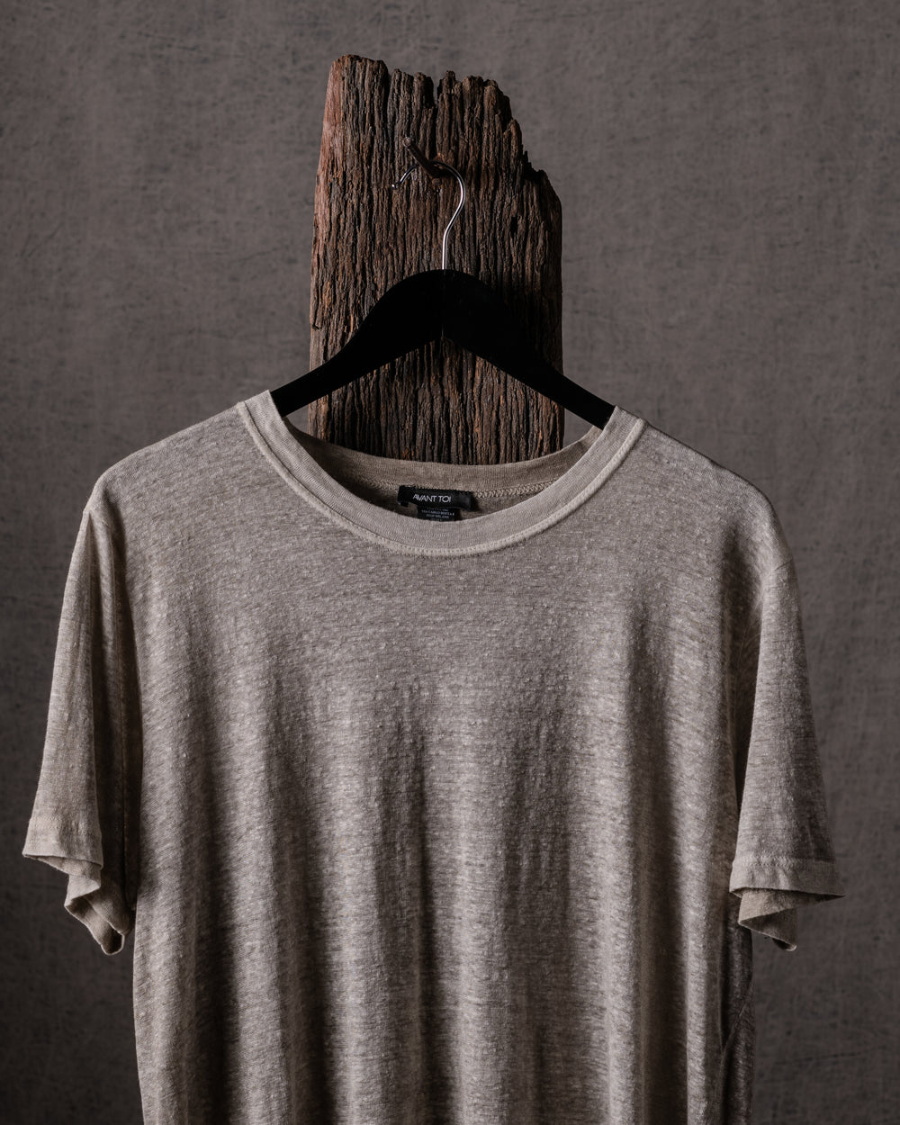 Man Hand Painted Linen Jersey T Shirt Taupe