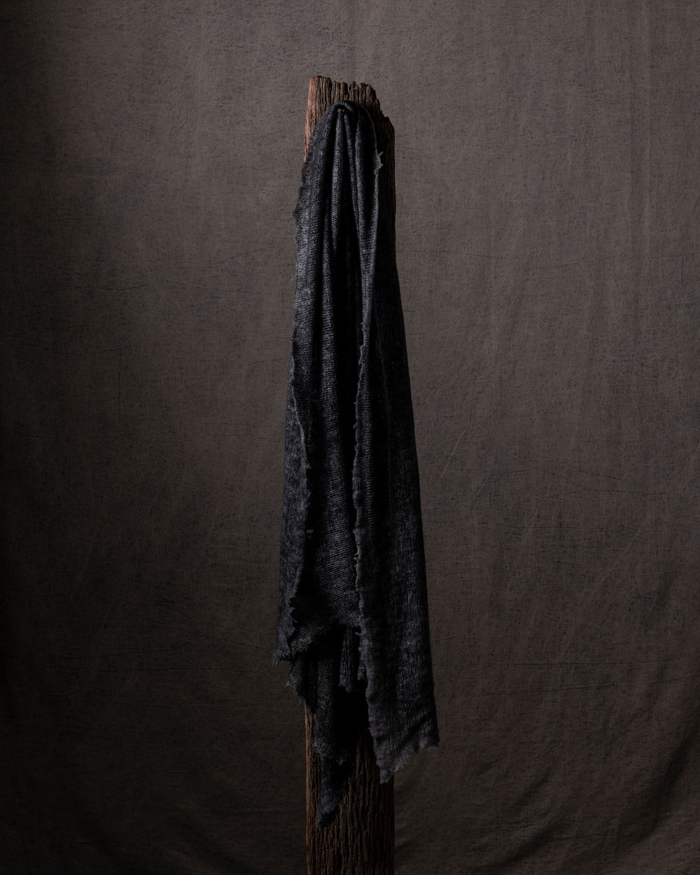 Unisex Hand Painted Wool Cashmere Destroyed Scarf N/Nero