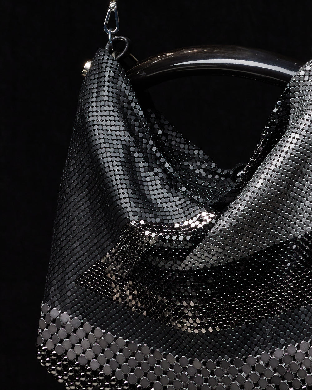 Black Trixie Mesh Party Bag with Black Horn