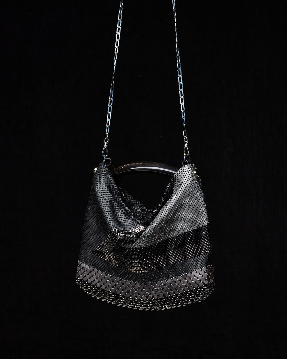 Black Trixie Mesh Party Bag with Black Horn