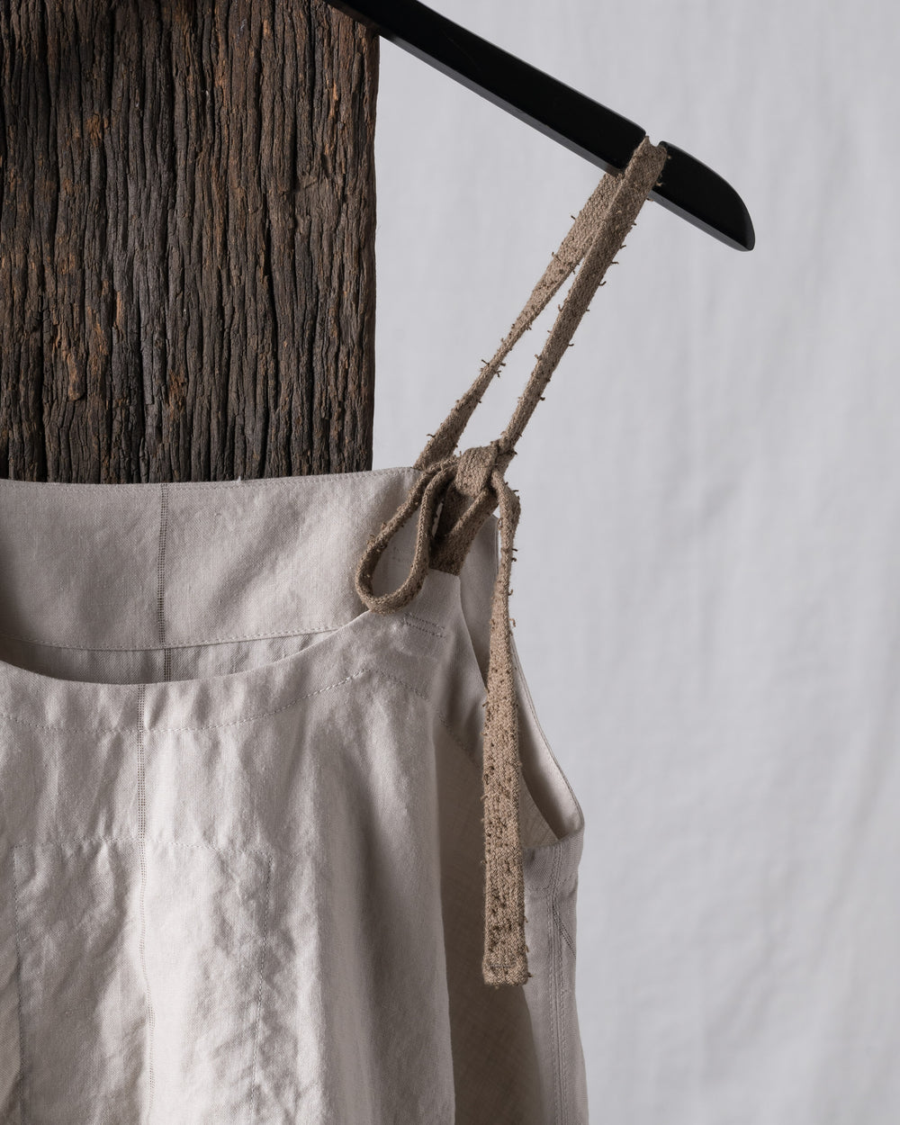 Boat Neck Linen Silk Striped Twill Gathered Top