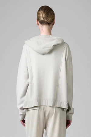 Wool Blend Zip Hooded Jacket Chalk