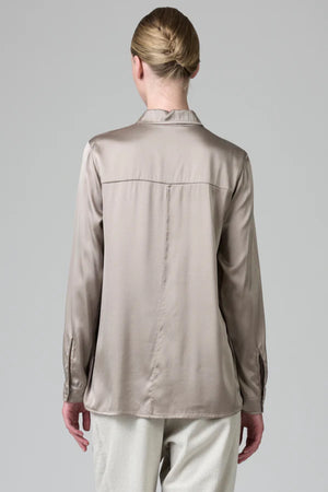 Stretch Silk Satin Shirt Stone