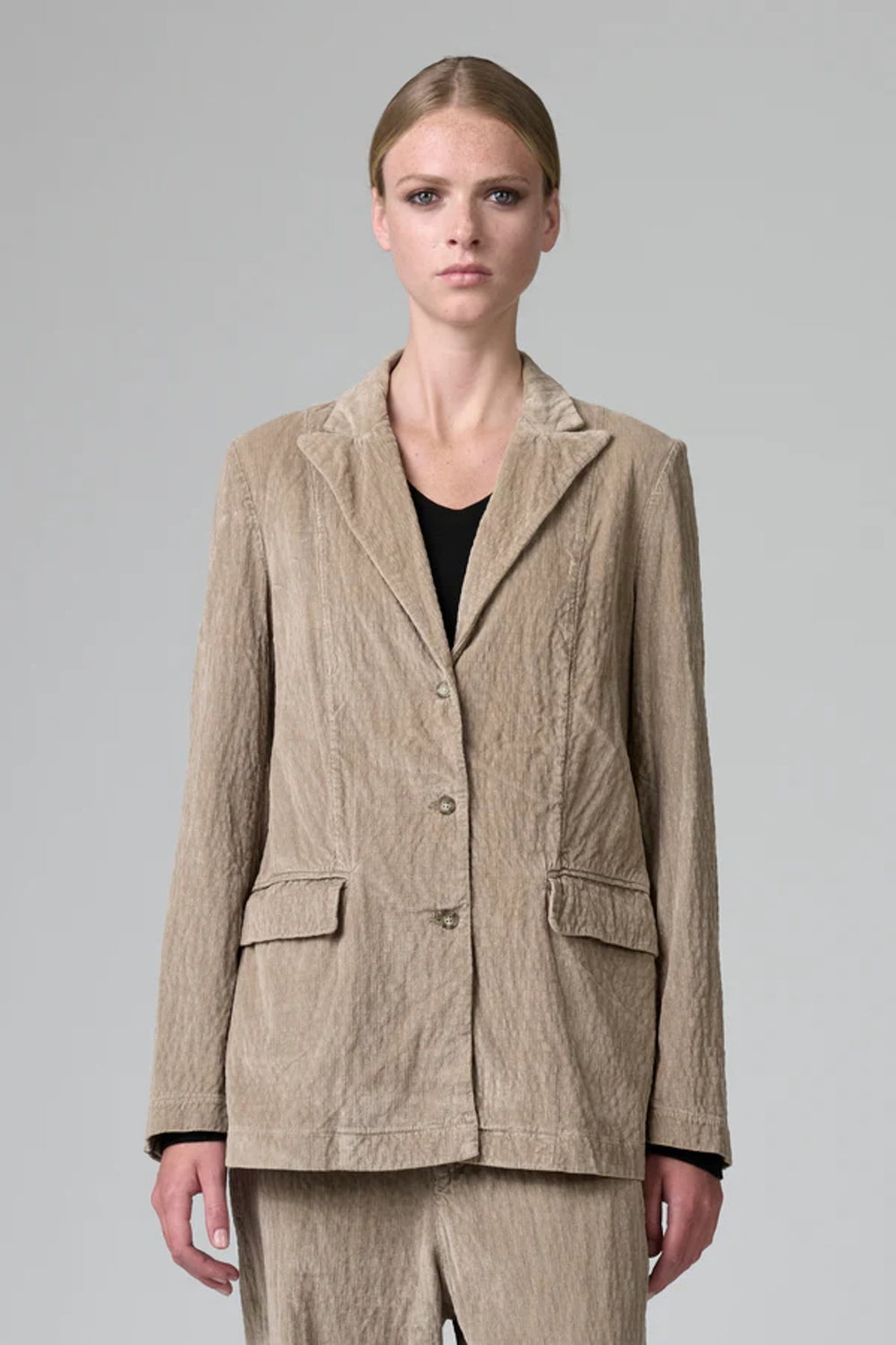 Cord Longerline Jacket Camel