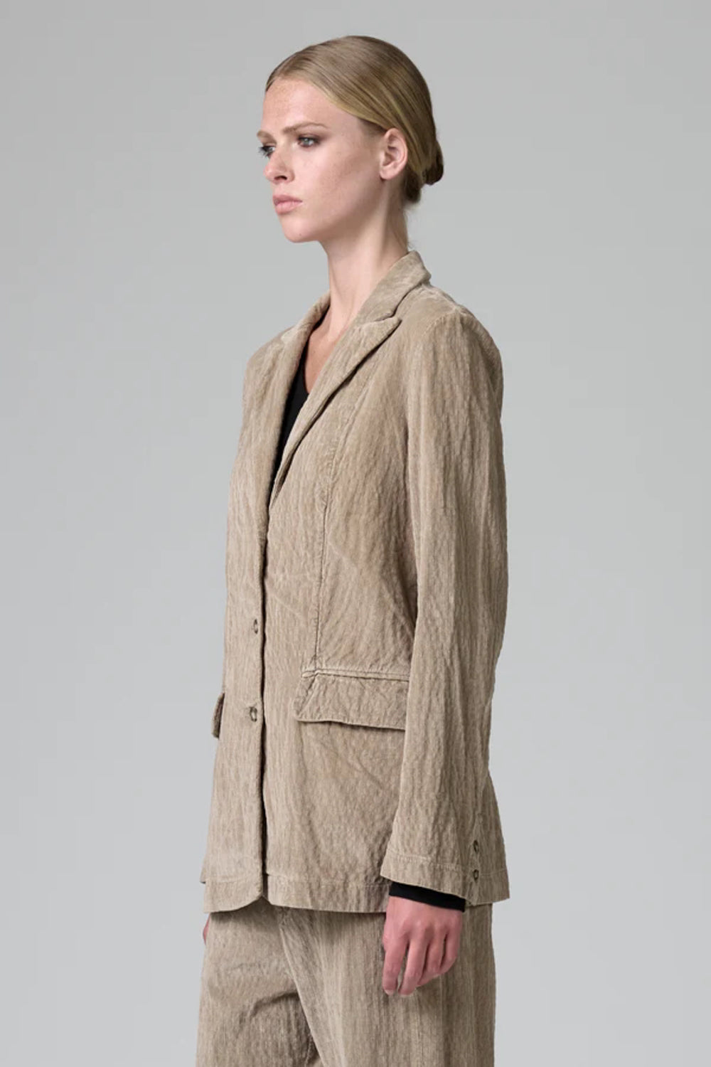 Cord Longerline Jacket Camel