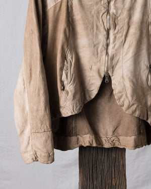 Leather Jacket w/ Linen and Hood Nut