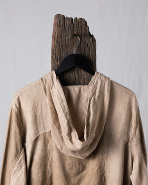 Leather Jacket w/ Linen and Hood Nut