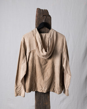 Leather Jacket w/ Linen and Hood Nut