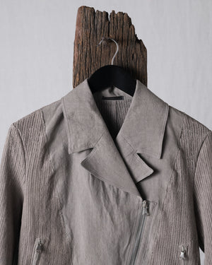 Laser-cut Leather Jacket w/ Linen Grey