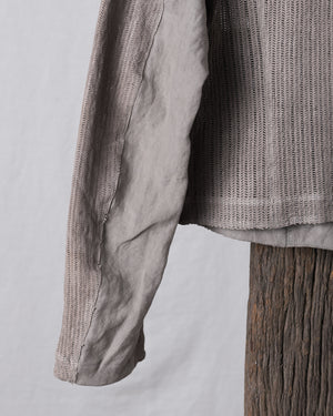 Laser-cut Leather Jacket w/ Linen Grey