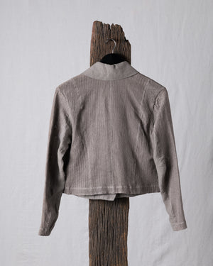 Laser-cut Leather Jacket w/ Linen Grey