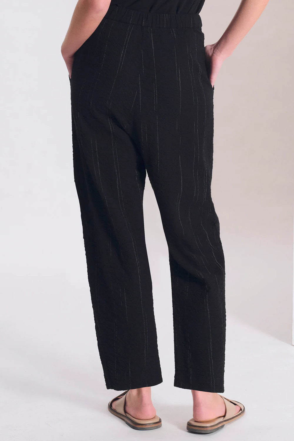 Low Crotch Pants Pencil Stripe Black