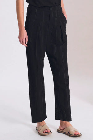 Low Crotch Pants Pencil Stripe Black