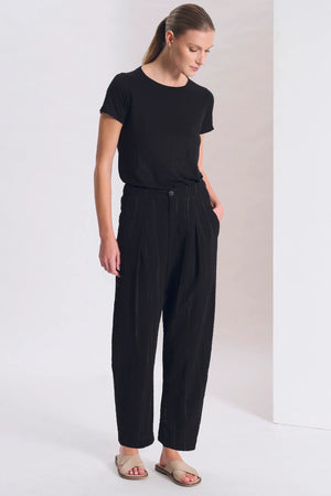 Low Crotch Pants Pencil Stripe Black