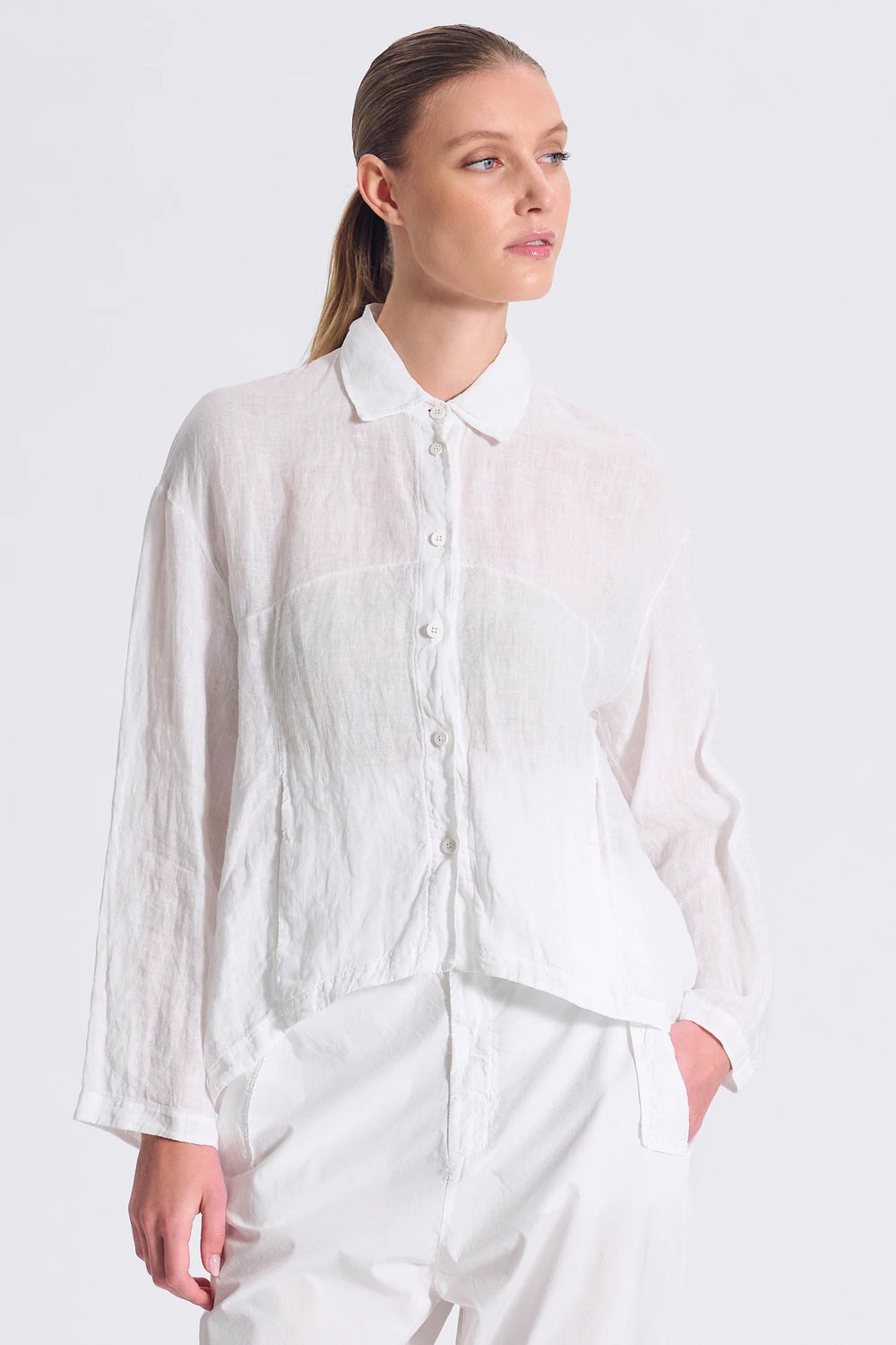 Shirt Jacket Boxy Linen White