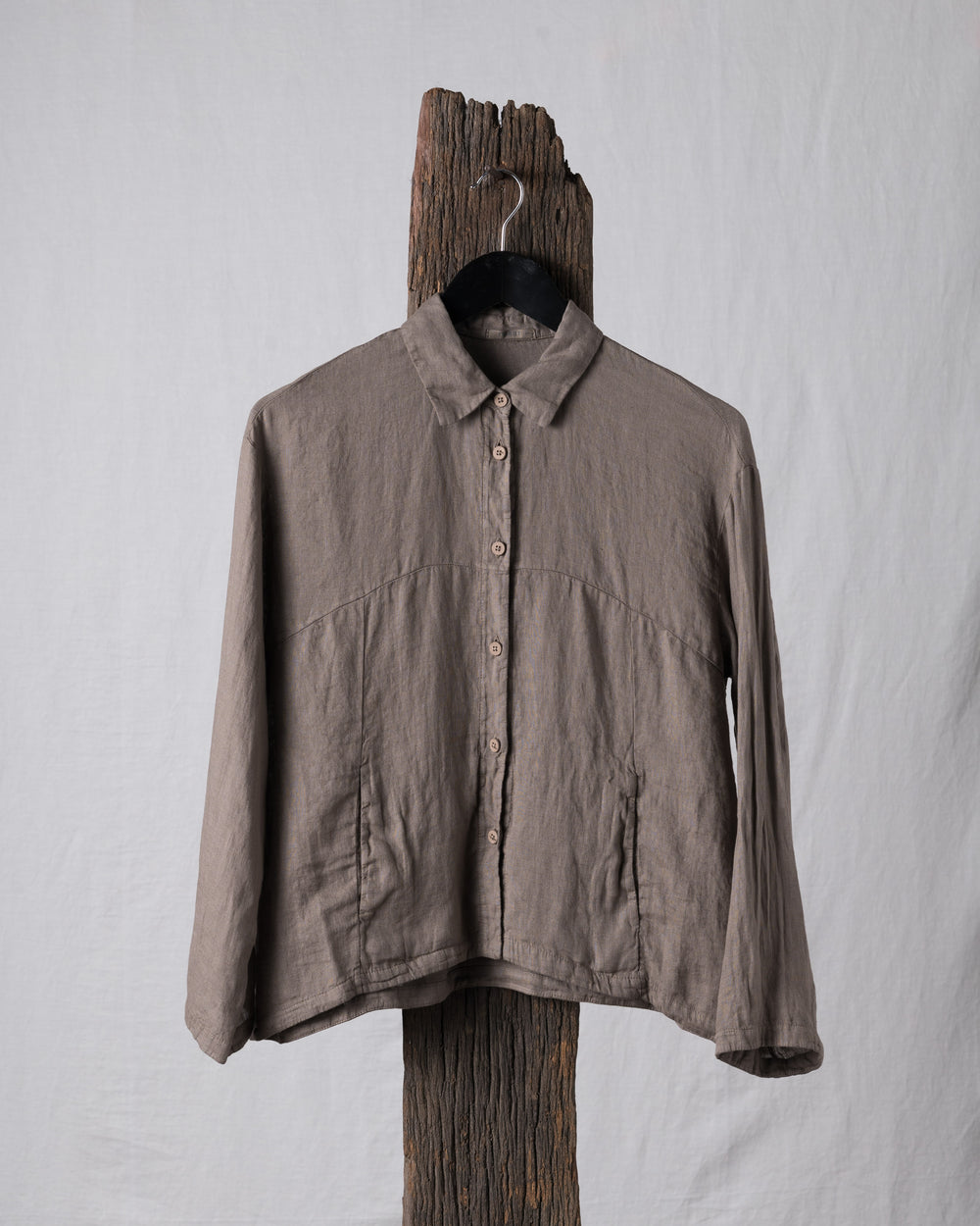 Shirt Jacket Boxy Linen Taupe