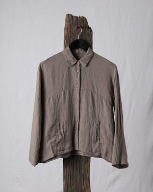 Shirt Jacket Boxy Linen Taupe