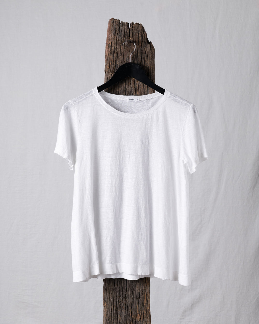 Tee Slub Linen Crew White