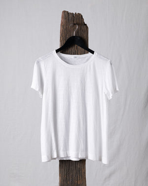 Tee Slub Linen Crew White
