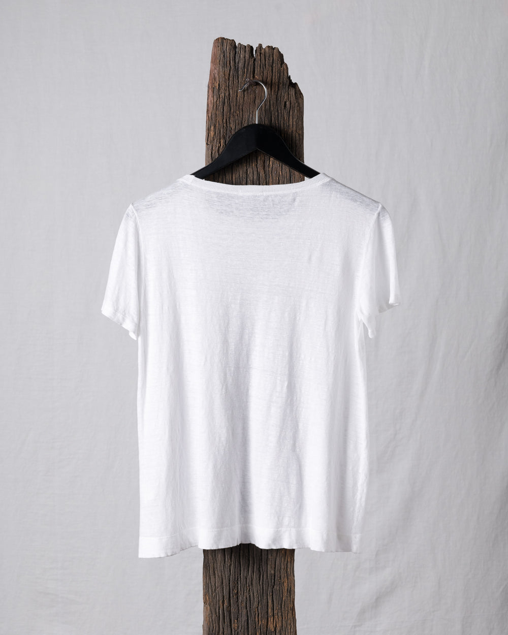 Tee Slub Linen Crew White