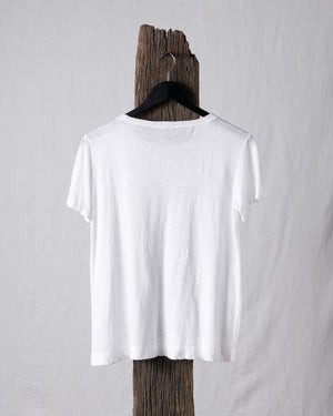 Tee Slub Linen Crew White
