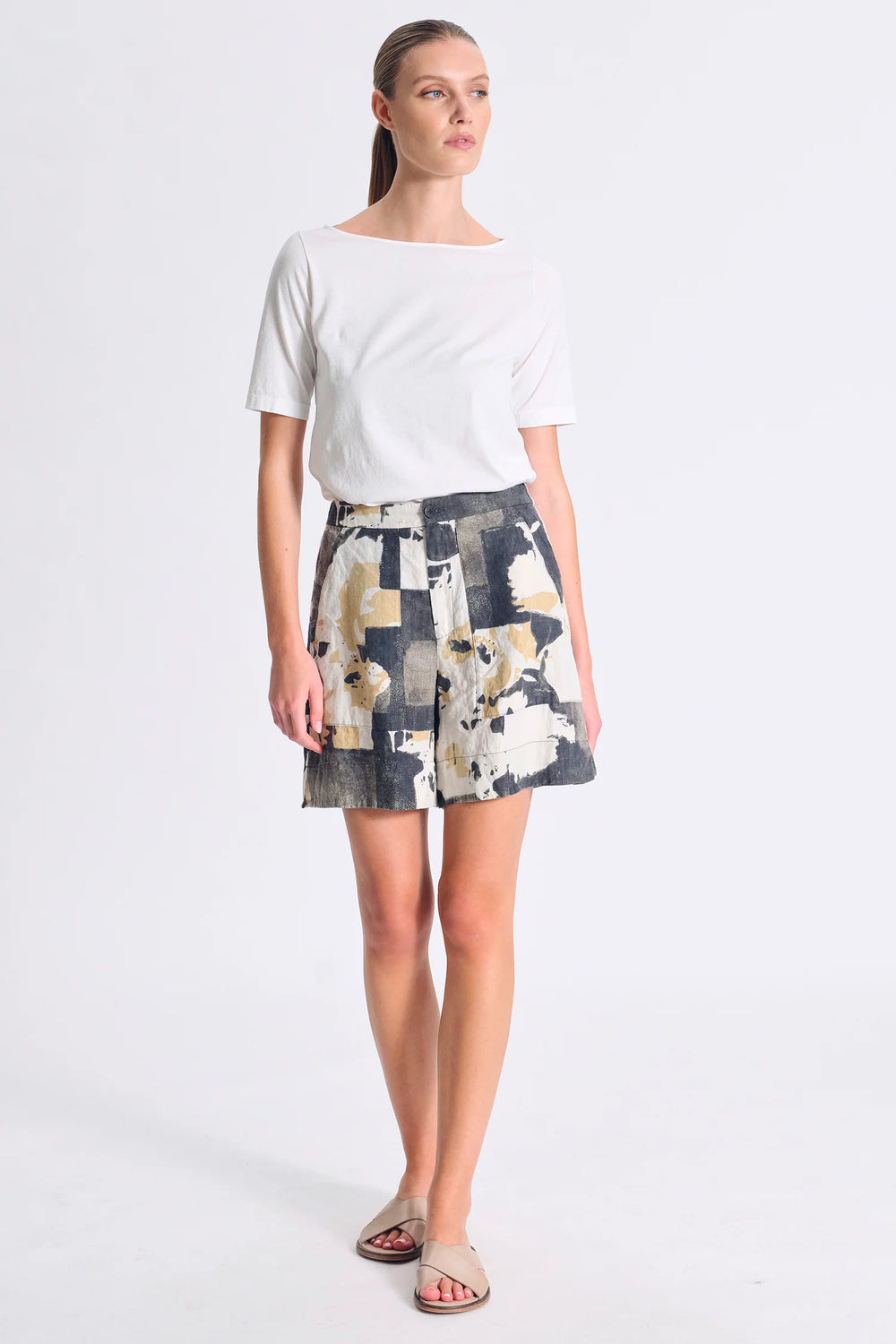 Shorts Linen Printed Nut