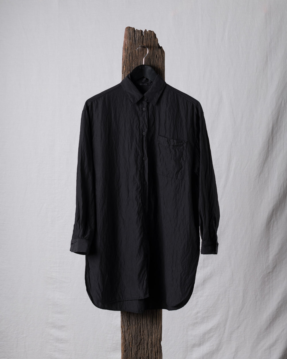 Long Silk Shirt Black