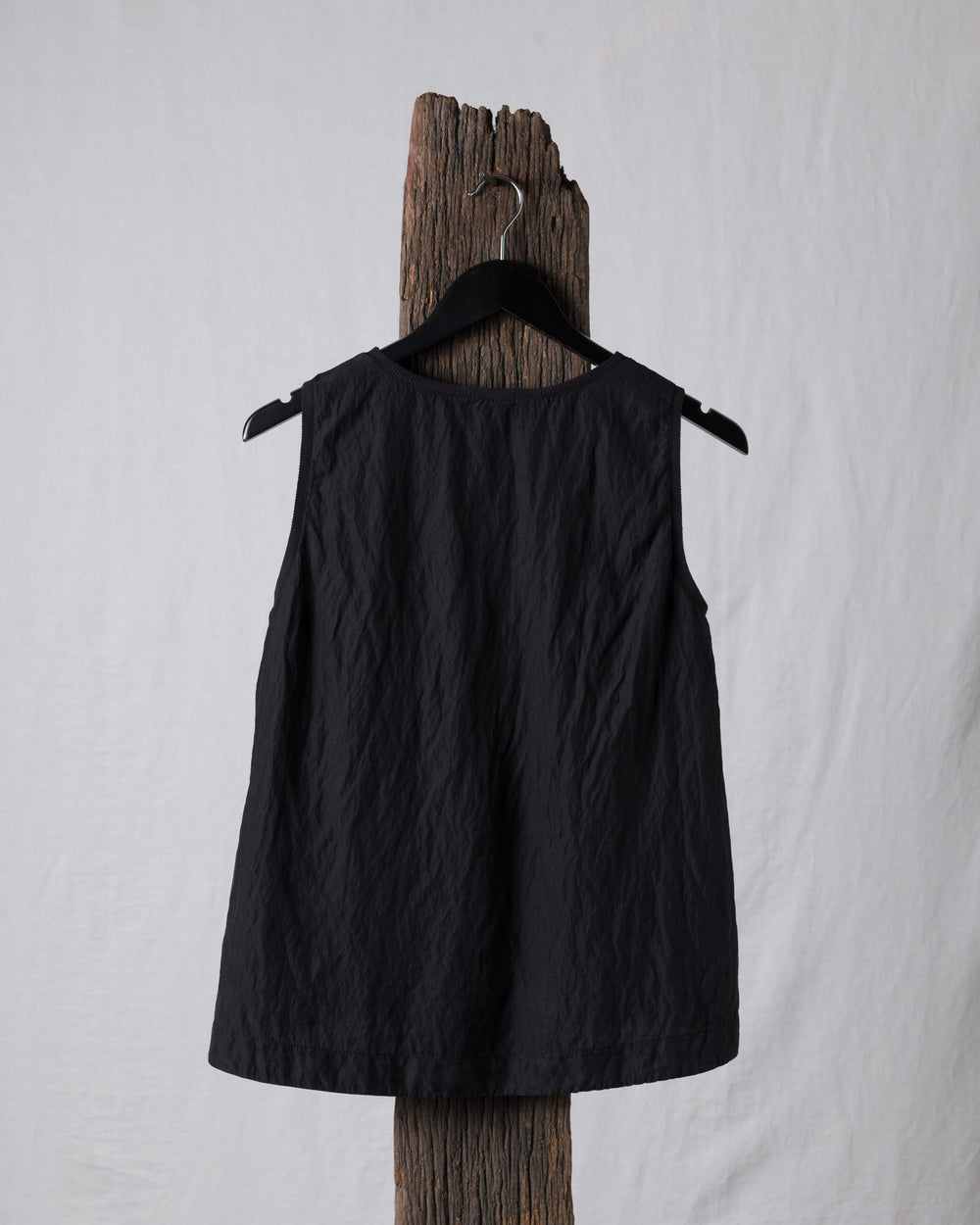 Flared Tank Top V Neck Silk Black
