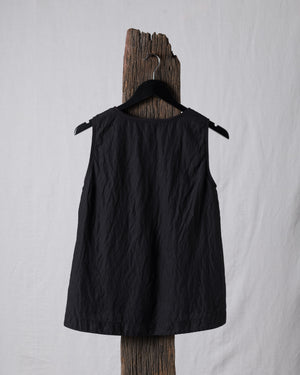 Flared Tank Top V Neck Silk Black