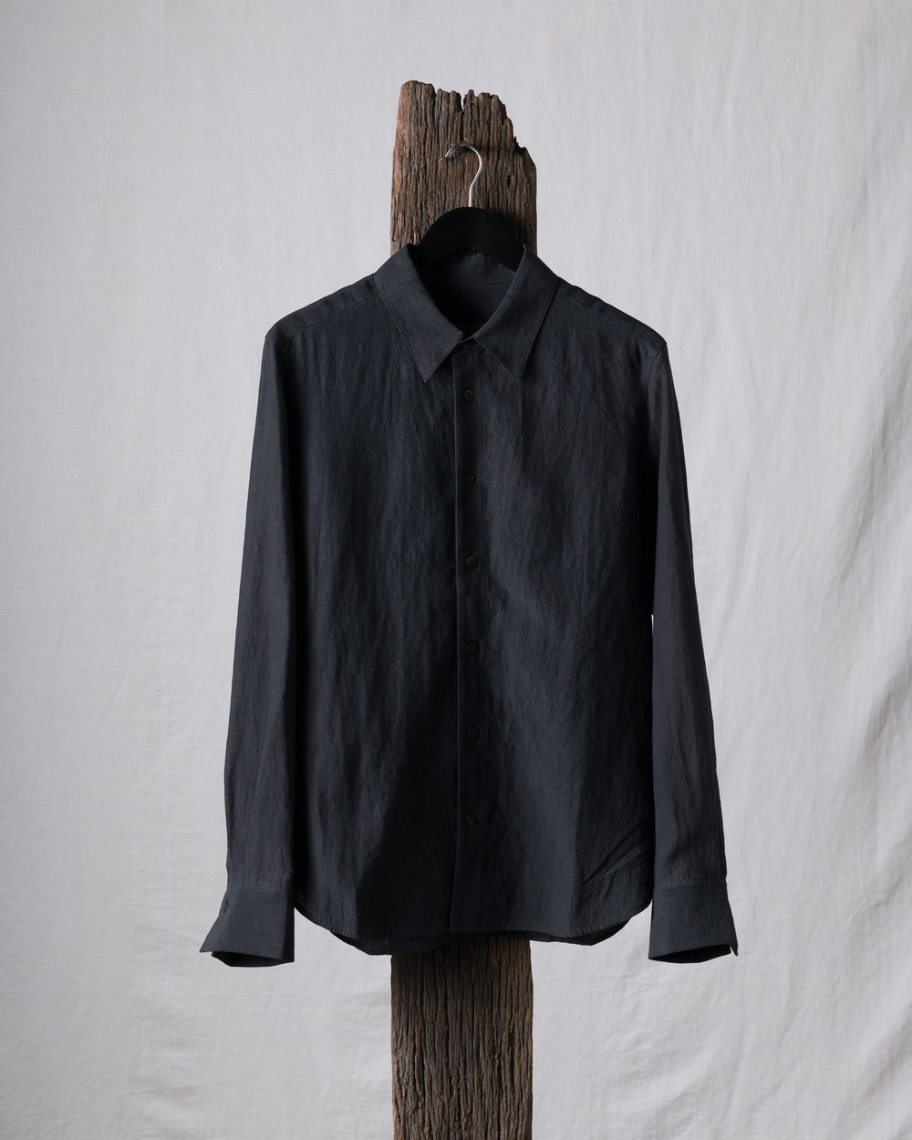 Classic Spread Collar Linen Shirt