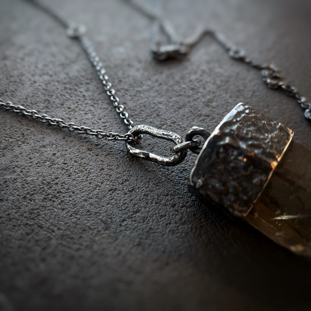 Unique Crystal Pendant Necklace w/ Smokey Quartz A