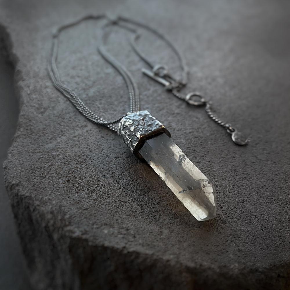 Unique Crystal Pendant Necklace w/ Smokey Quartz B