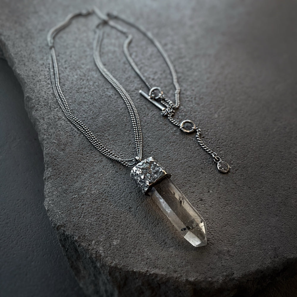 Unique Crystal Pendant Necklace w/ Smokey Quartz B