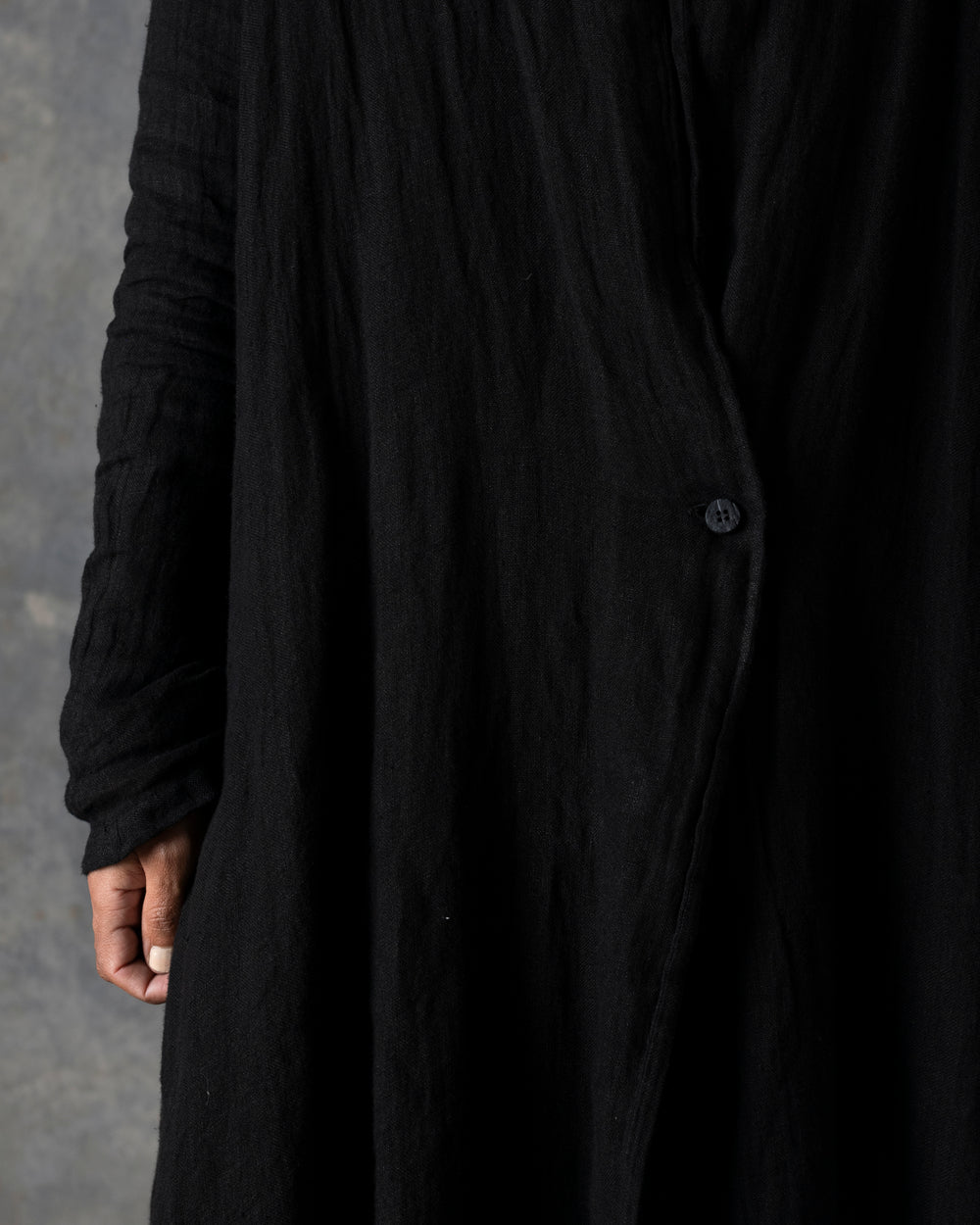 Unlined Long Duster Black T-200