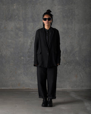 Single Button Long Jacket Carbon T-103