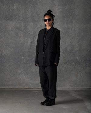 Single Button Long Jacket Carbon T-103