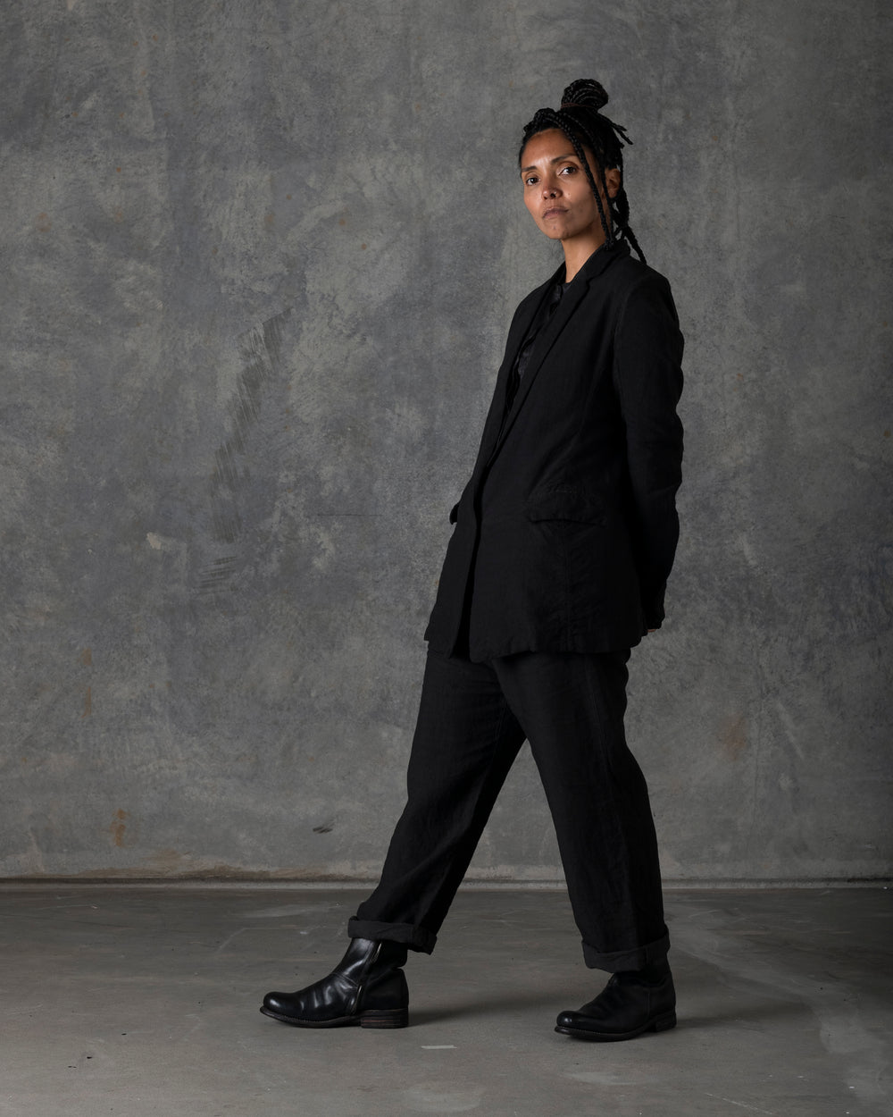 Single Button Long Jacket Carbon T-103