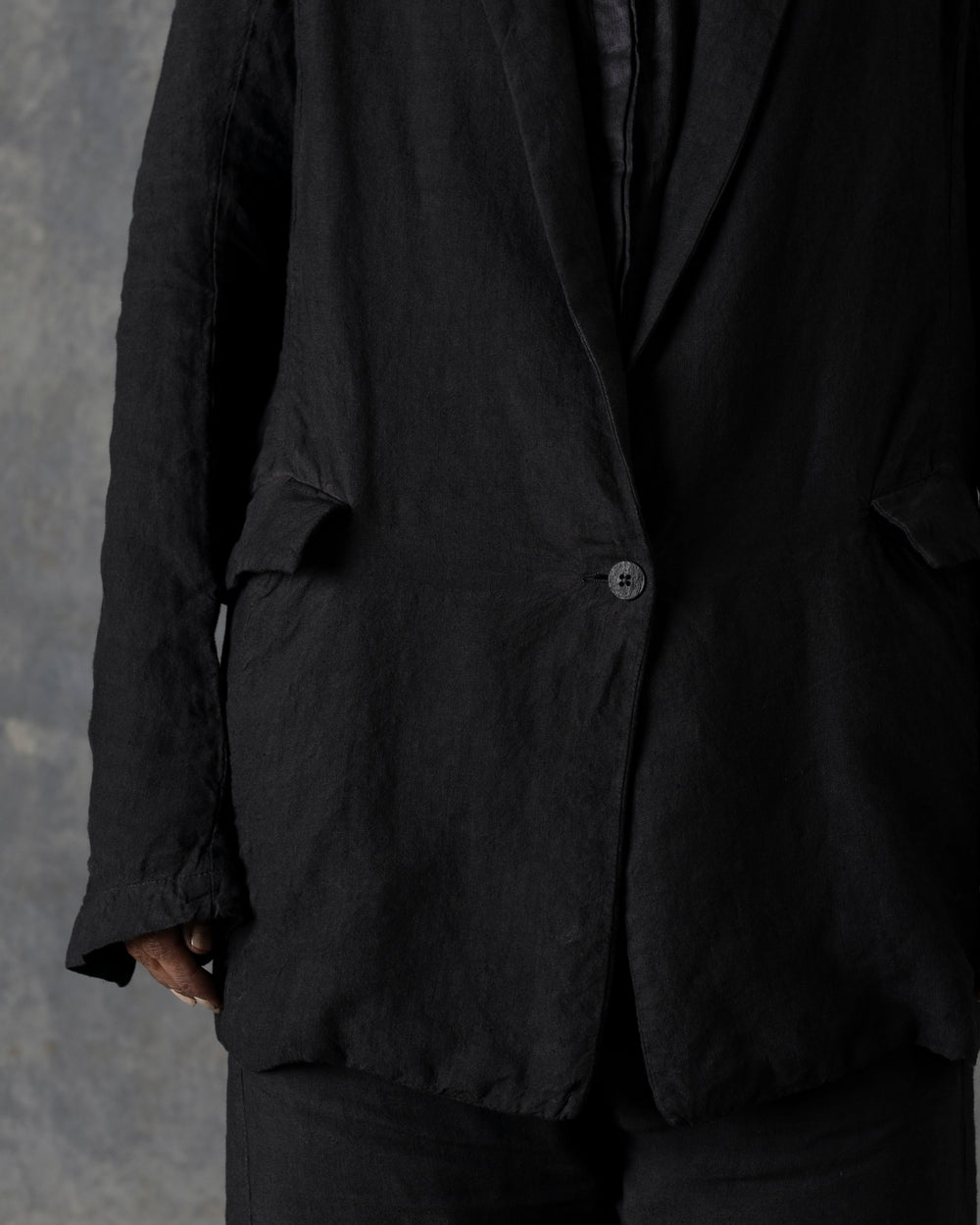 Single Button Long Jacket Carbon T-103