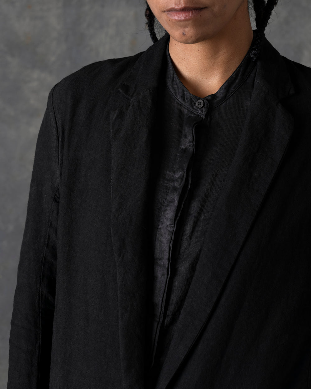 Single Button Long Jacket Carbon T-103