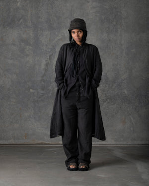 Over Fit Pant Button Closure Dark Grey T-106