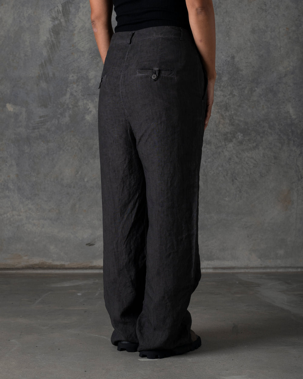 Over Fit Pant Button Closure Dark Grey T-106