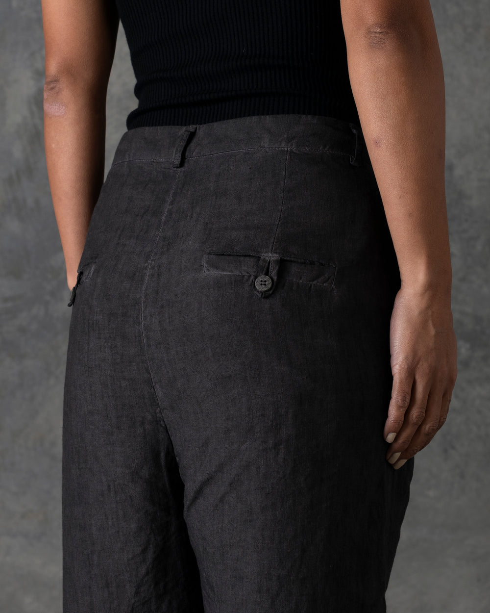 Over Fit Pant Button Closure Dark Grey T-106