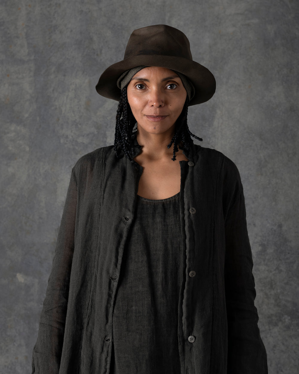 Unlined Duster Dark Grey / Brown T-200