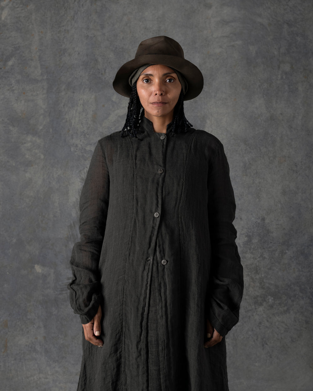 Unlined Duster Dark Grey / Brown T-200