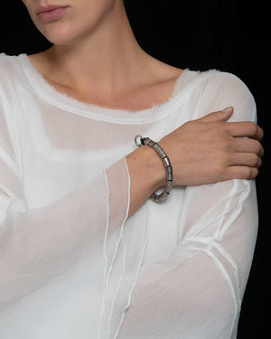 Silver Bracelet w/ Leather Medium BR1286