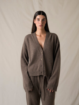 Over Cardigan Cashmere Brown