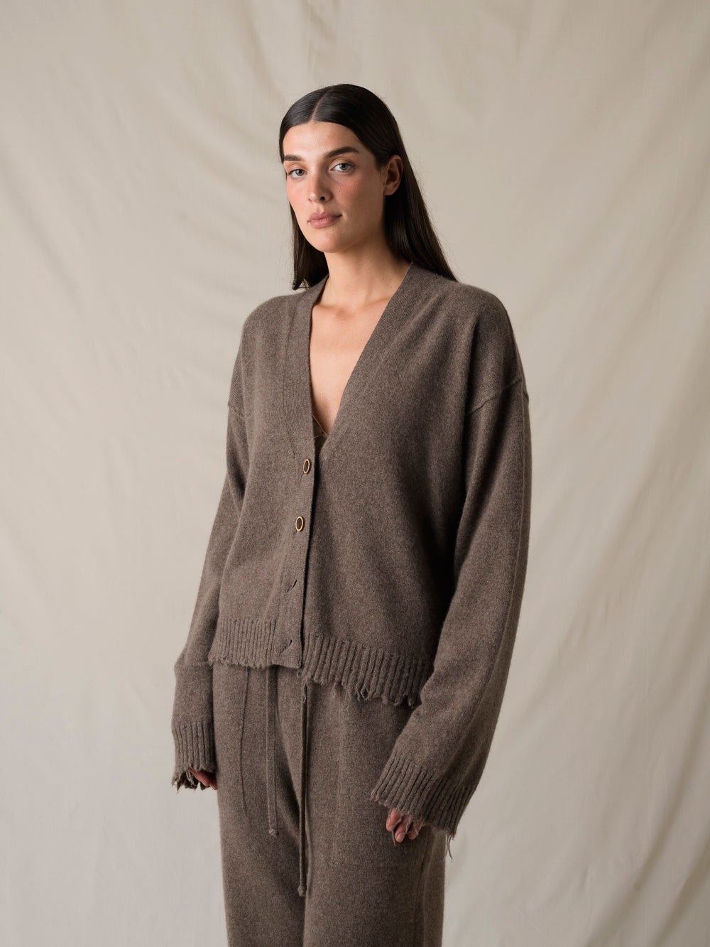 Over Cardigan Cashmere Brown