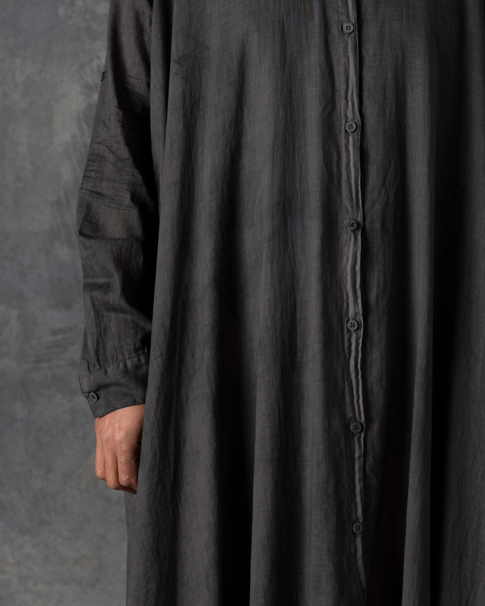 Long Large Cotton Shirt Dark Grey T-213