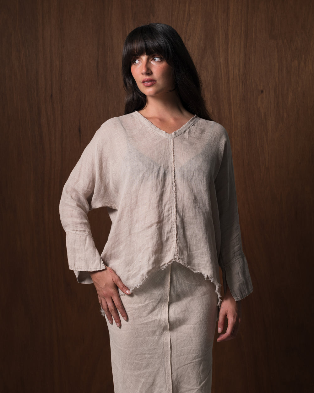 Layla Blouse Linen Nude