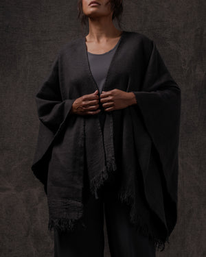 Short Wearable Blanket Cashmere Hemp Charcoal